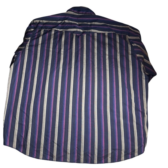 Wrangler Rustler Men’s Western Shirt Sz 35/4X Purple Stripe Pearl Snaps XL Tails - Picture 3 of 5